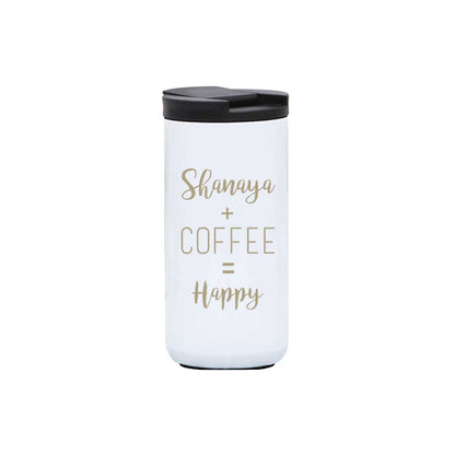 Customized Insulated Thermos Cup for Tea with Name Engraved Design (400 ML) - Happy