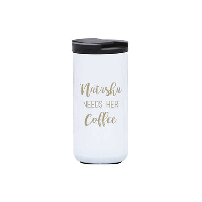 Personalized Travel Tea Mug with Lid Name Engraved Stainless Steel Flask (400ML)