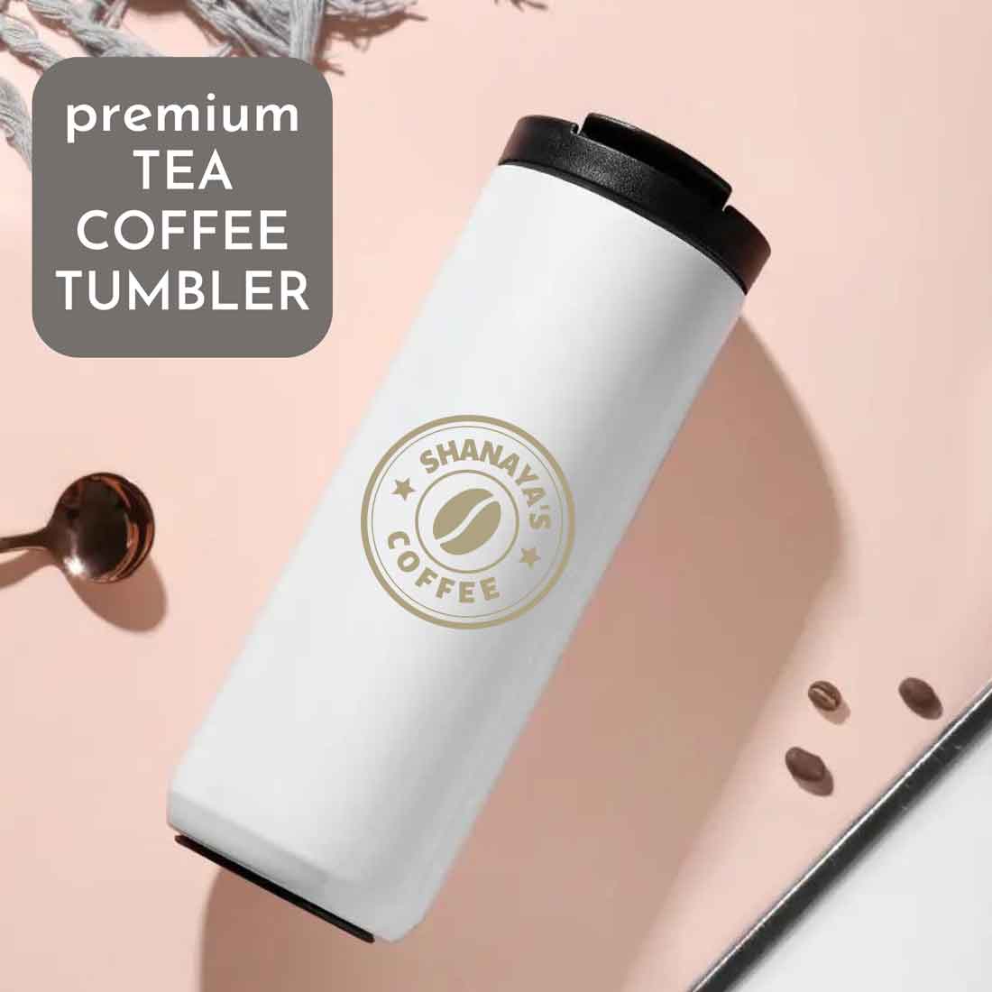Personalised Tea Travel Mug with Lid Name Engraved Stainless Steel Flask (400ML)