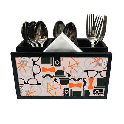 Cutlery Tissue Holder Napkin Stand -  Hipster Elements Nutcase