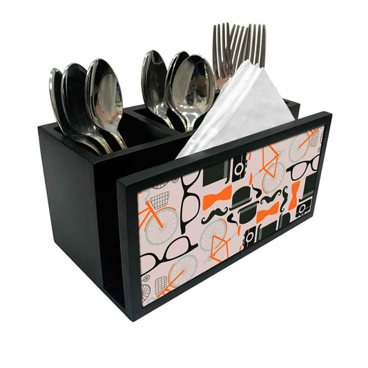 Cutlery Tissue Holder Napkin Stand -  Hipster Elements Nutcase