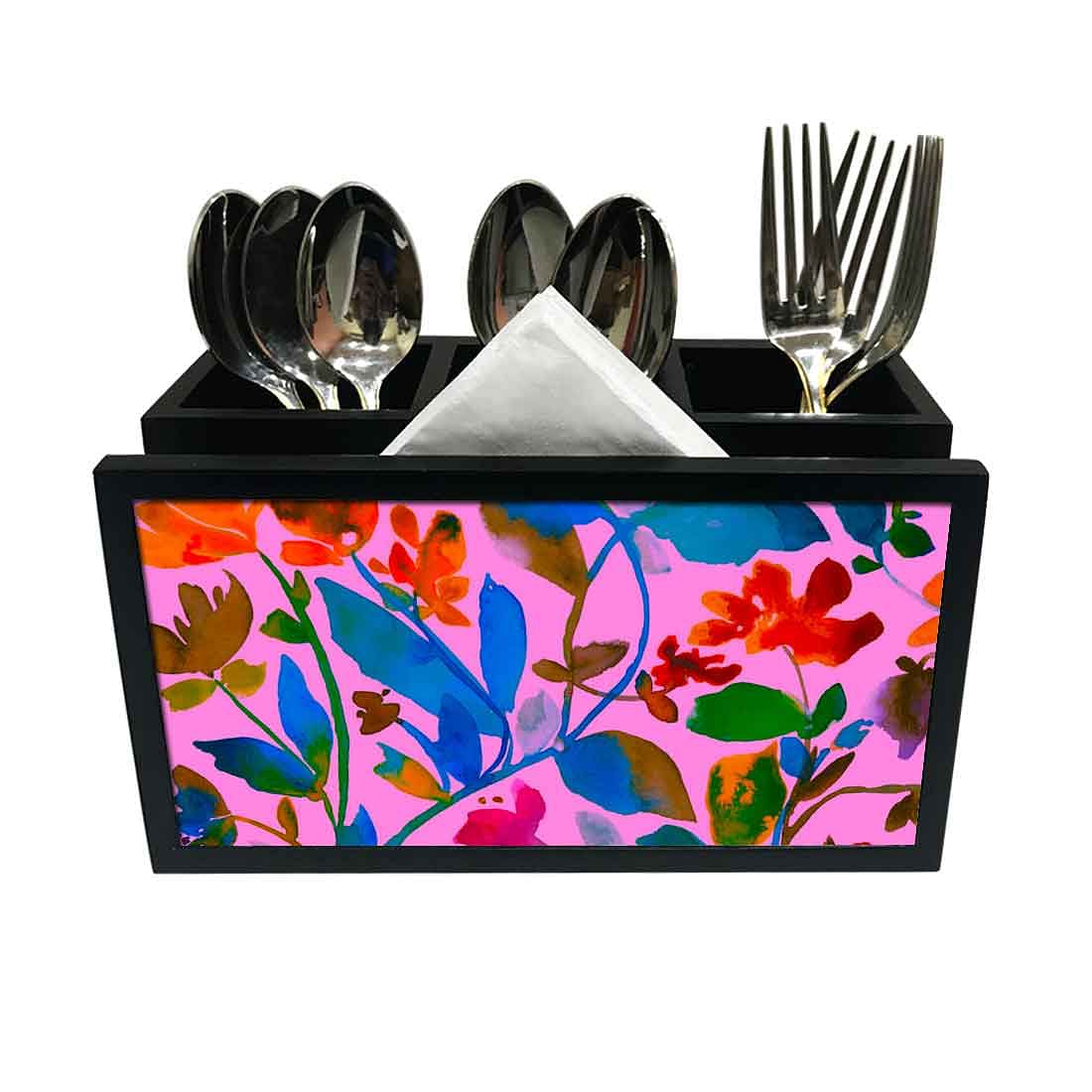 Cutlery Tissue Holder Napkin Stand -  Watercolor Flower Nutcase