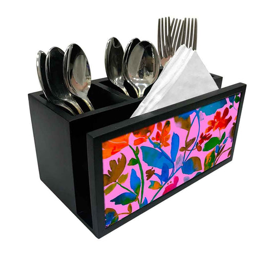 Cutlery Tissue Holder Napkin Stand -  Watercolor Flower Nutcase