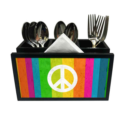 Cutlery Tissue Holder Napkin Stand -  Peace Rainbow Color Nutcase