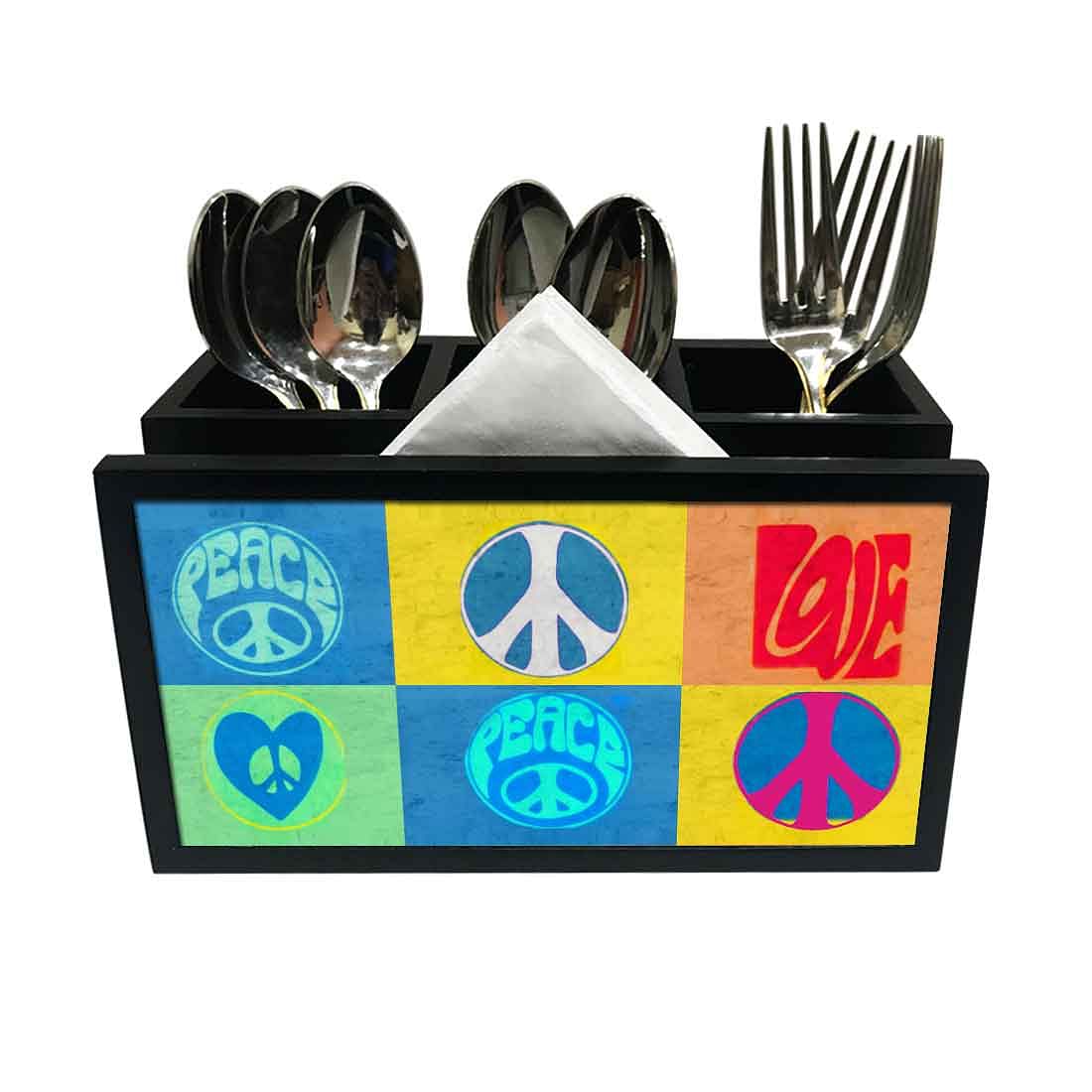 Cutlery Tissue Holder Napkin Stand -  Peace Love Nutcase