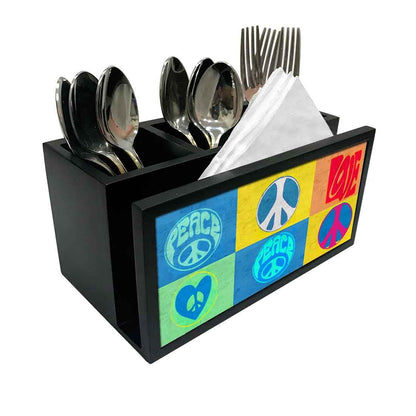 Cutlery Tissue Holder Napkin Stand -  Peace Love Nutcase