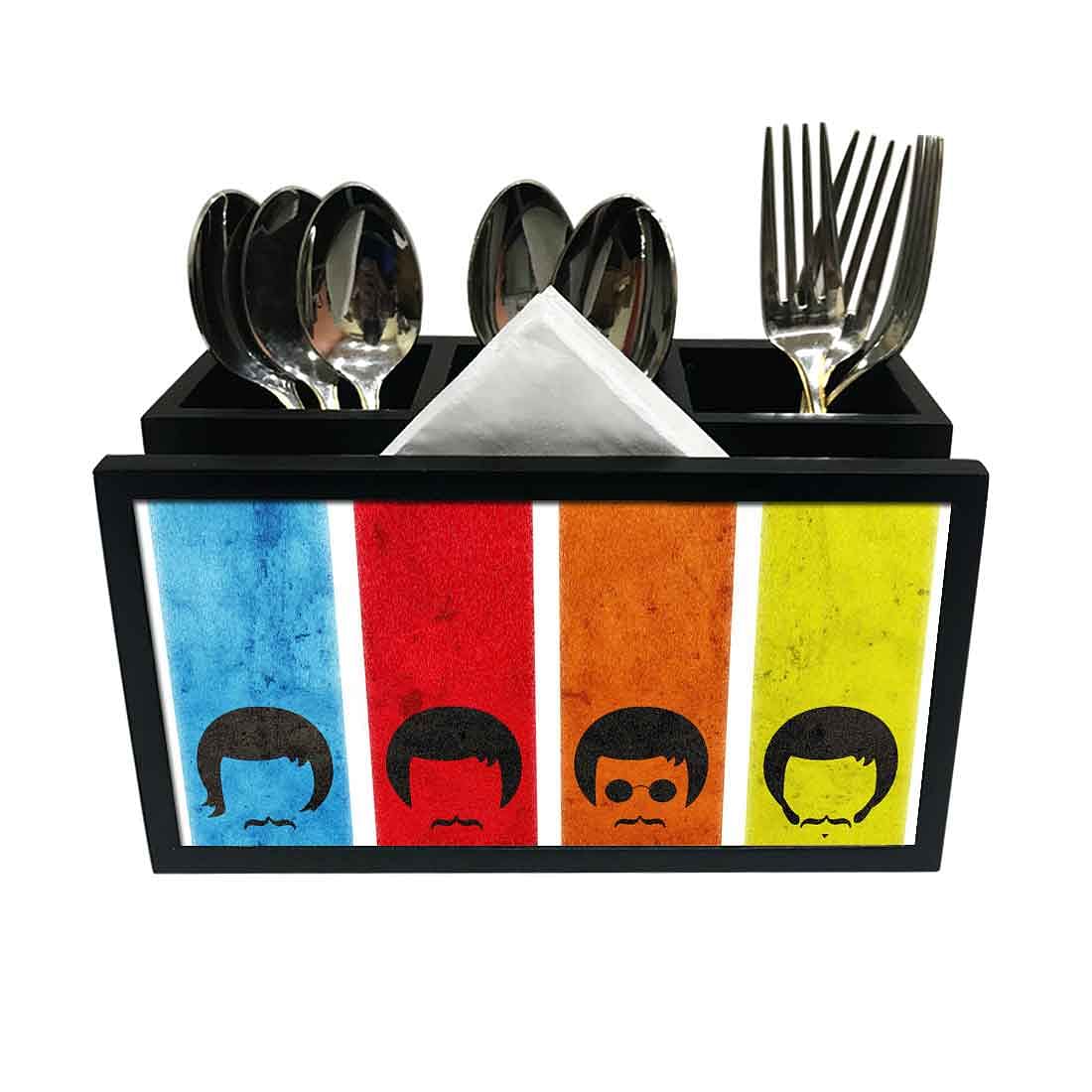 Cutlery Tissue Holder Napkin Stand -  Rainbow Color Faces Nutcase