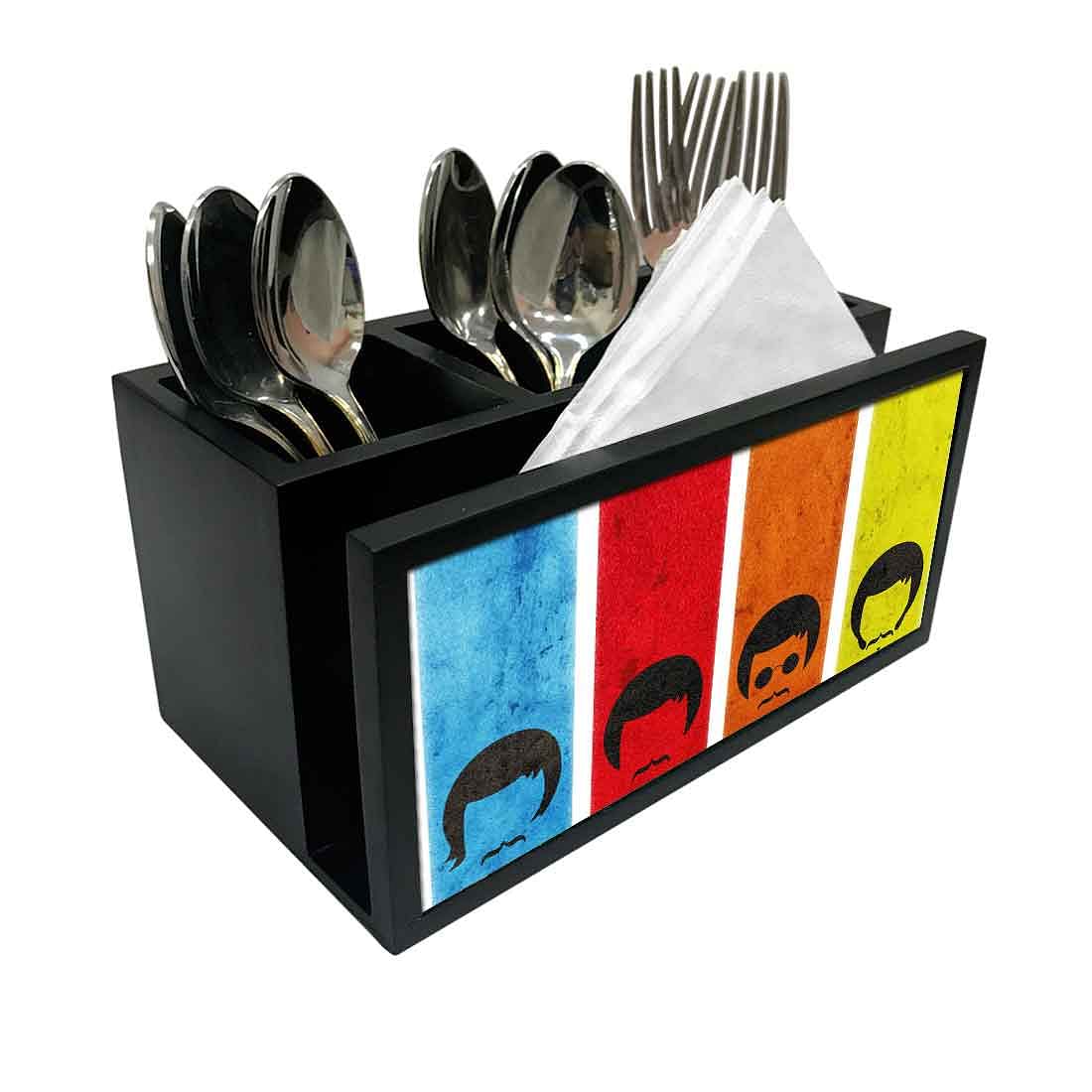 Cutlery Tissue Holder Napkin Stand -  Rainbow Color Faces Nutcase