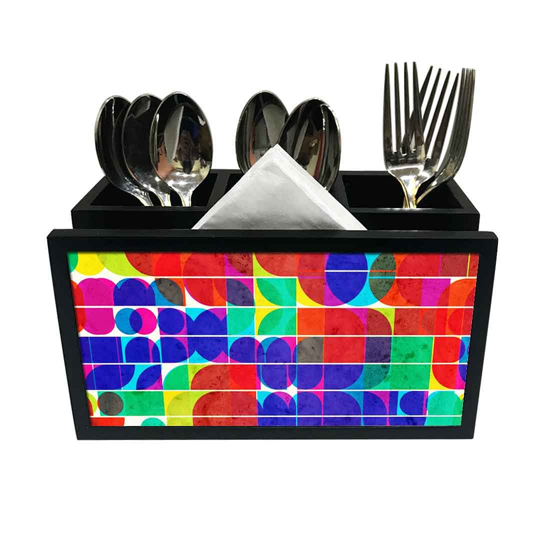 Cutlery Tissue Holder Napkin Stand -  Colorful Pattern Nutcase