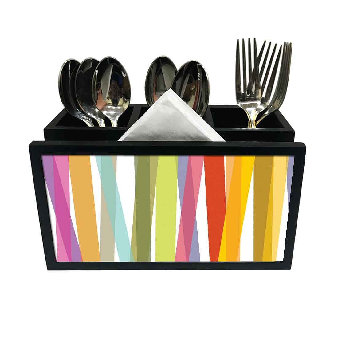 Cutlery Tissue Holder Napkin Stand -  Colorful Strips Nutcase