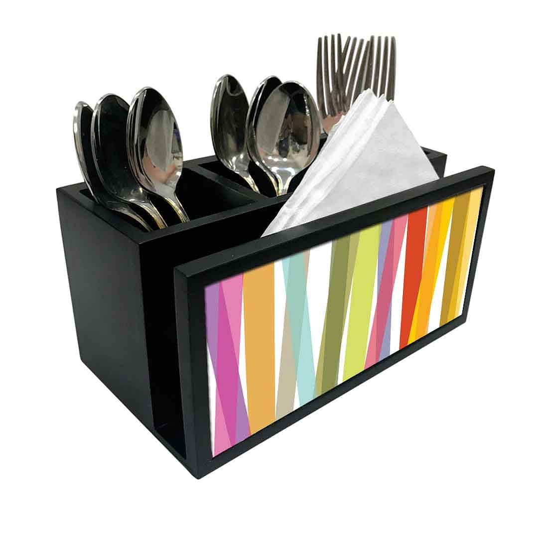 Cutlery Tissue Holder Napkin Stand -  Colorful Strips Nutcase