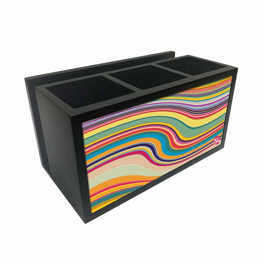 Cutlery Tissue Holder Napkin Stand -  Coloreful Waves Lines Nutcase