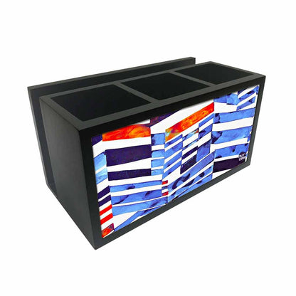 Cutlery Tissue Holder Napkin Stand -  Blue Lines Pattern Nutcase