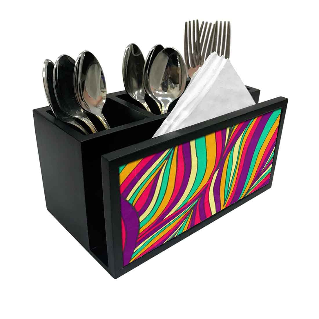 Cutlery Tissue Holder Napkin Stand -  Multicolor Strips Nutcase