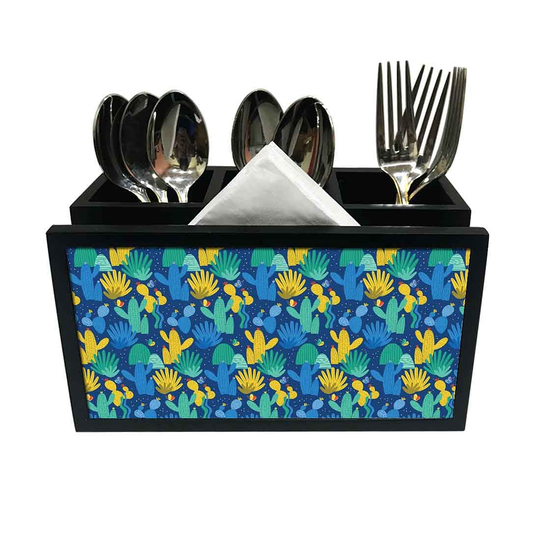 Cutlery Tissue Holder Napkin Stand -  Cactus Decor Nutcase