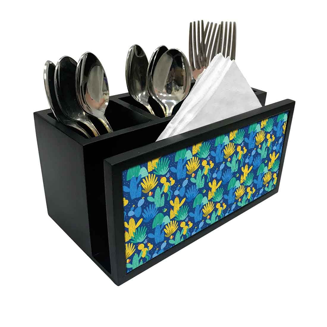 Cutlery Tissue Holder Napkin Stand -  Cactus Decor Nutcase