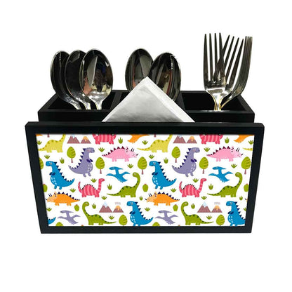 Cutlery Tissue Holder Napkin Stand -  Cute Dinosaur Nutcase