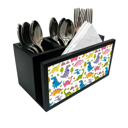 Cutlery Tissue Holder Napkin Stand -  Cute Dinosaur Nutcase