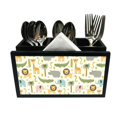 Cutlery Tissue Holder Napkin Stand -  Wild Animals Nutcase