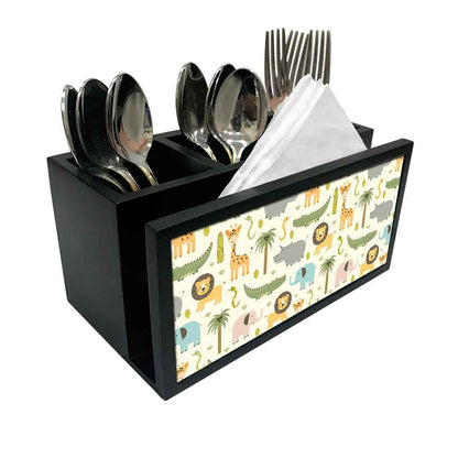 Cutlery Tissue Holder Napkin Stand -  Wild Animals Nutcase