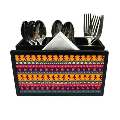 Cutlery Tissue Holder Napkin Stand -  Mexcian Ethnic Design Nutcase