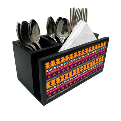 Cutlery Tissue Holder Napkin Stand -  Mexcian Ethnic Design Nutcase