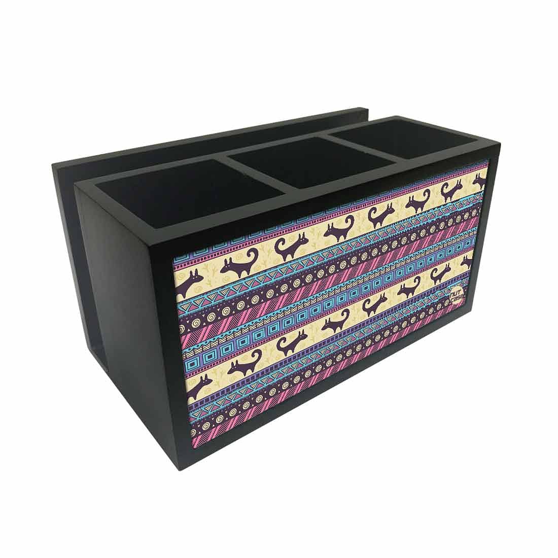 Cutlery Tissue Holder Napkin Stand -  Aztec Design Nutcase