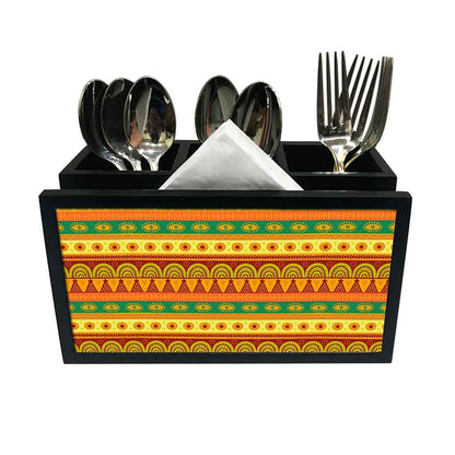 Cutlery Tissue Holder Napkin Stand -  Yellow Ethnic Nutcase