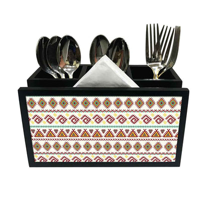 Cutlery Tissue Holder Napkin Stand -  Ethnic Patterns Nutcase