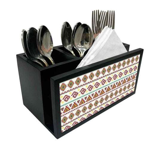 Cutlery Tissue Holder Napkin Stand -  Ethnic Patterns Nutcase