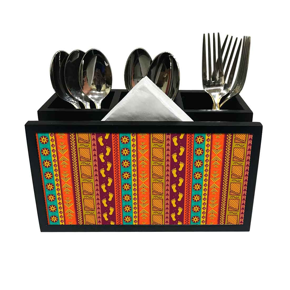 Cutlery Tissue Holder Napkin Stand -  Ethnic Design Nutcase