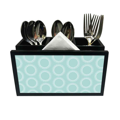 Cutlery Tissue Holder Napkin Stand -  Blue Circle Pattern Nutcase