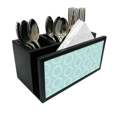 Cutlery Tissue Holder Napkin Stand -  Blue Circle Pattern Nutcase