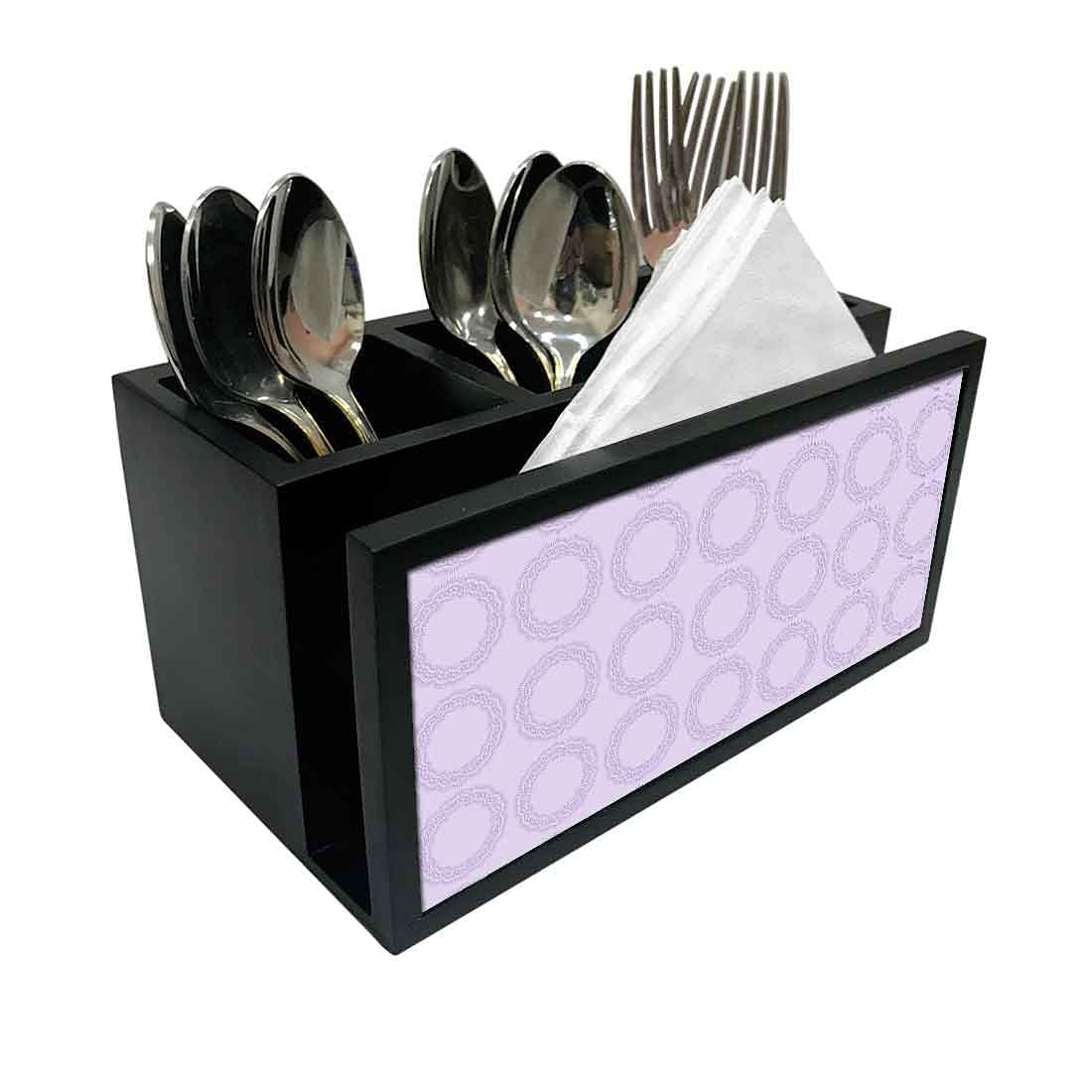 Cutlery Tissue Holder Napkin Stand -  Purple Circle Pattern Nutcase