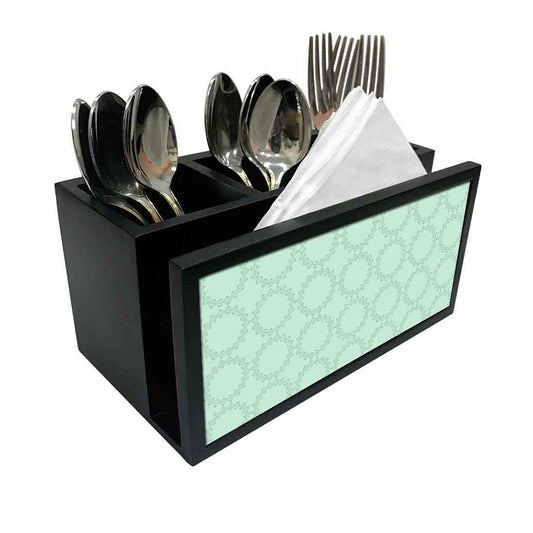 Cutlery Tissue Holder Napkin Stand -  Green Flower Pattern Nutcase