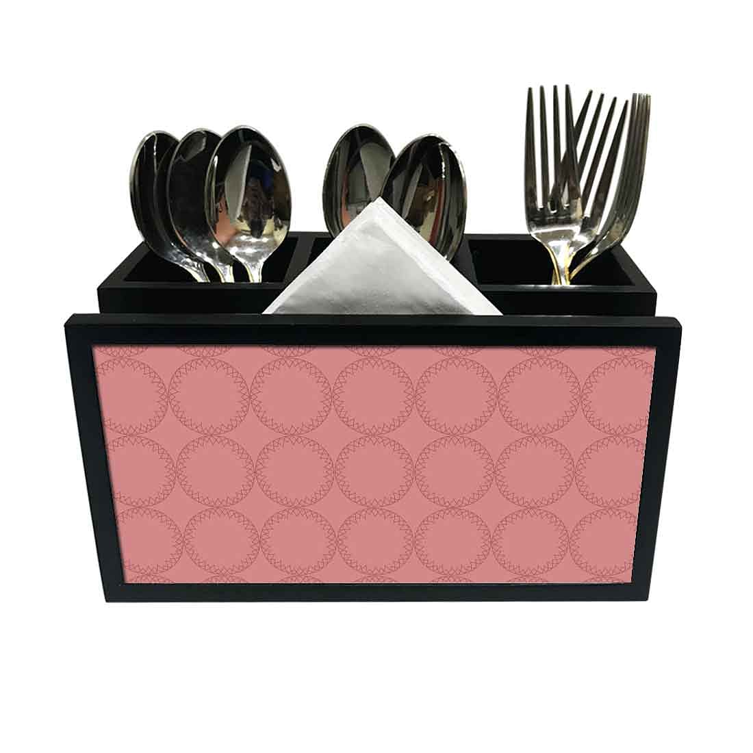 Cutlery Tissue Holder Napkin Stand -  Peach Circle Pattern Nutcase