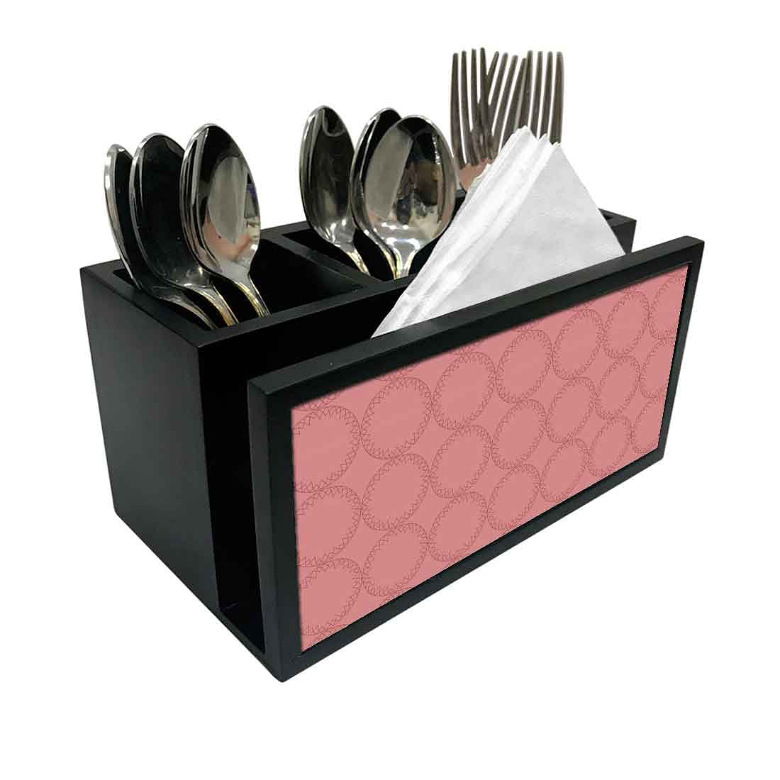 Cutlery Tissue Holder Napkin Stand -  Peach Circle Pattern Nutcase