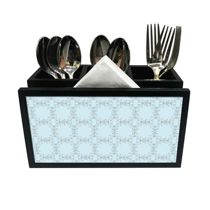 Cutlery Tissue Holder Napkin Stand -  Blue Pattern Circle Nutcase