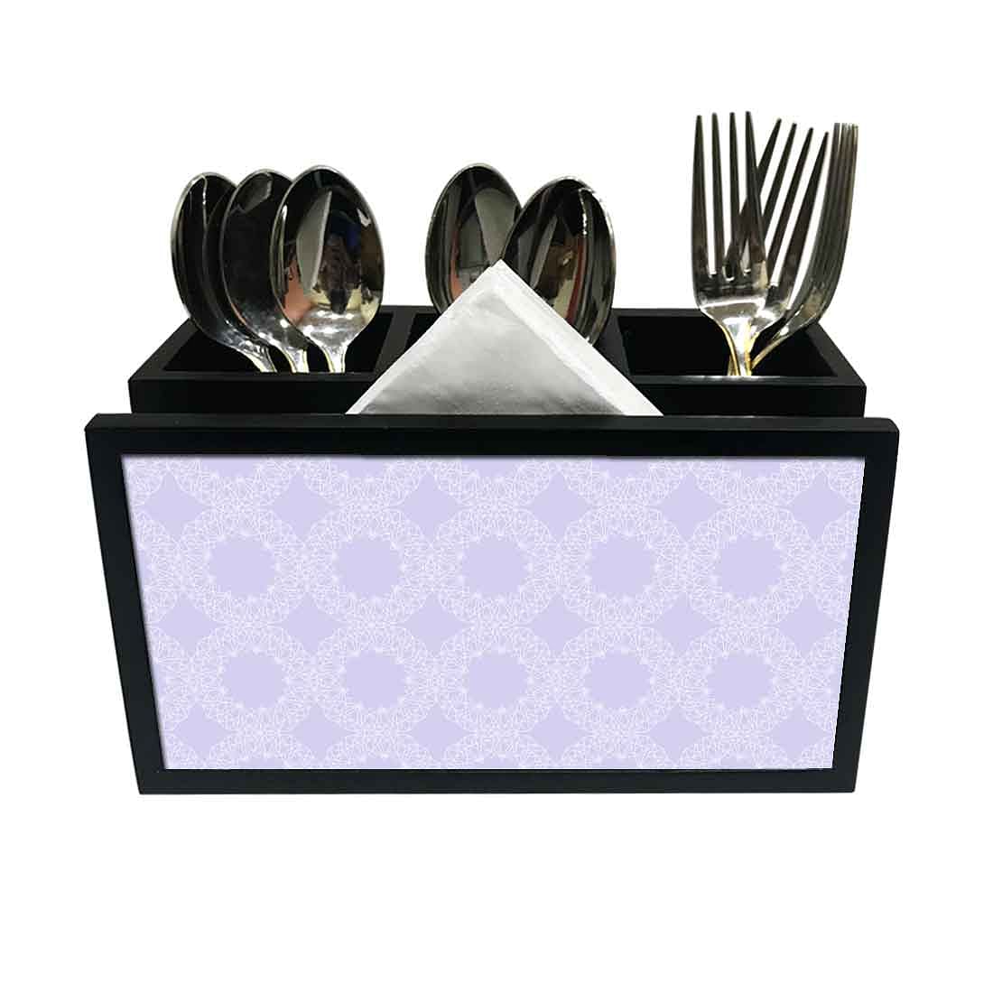 Cutlery Tissue Holder Napkin Stand -  Purple Circle Design Nutcase