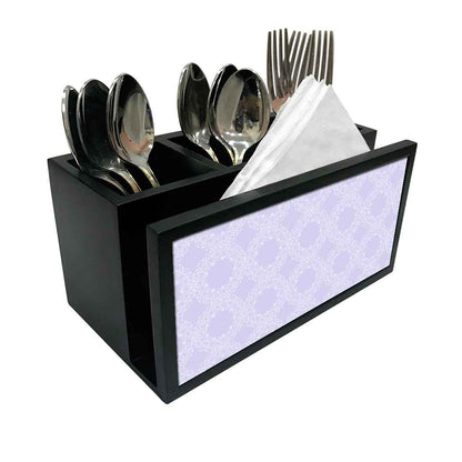 Cutlery Tissue Holder Napkin Stand -  Purple Circle Design Nutcase