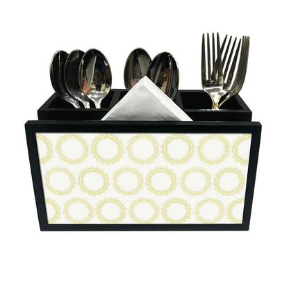 Cutlery Tissue Holder Napkin Stand -  Yellow Circle Design Nutcase