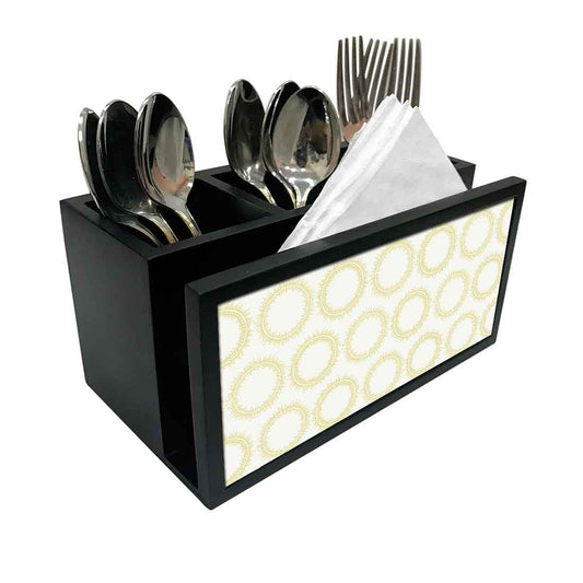 Cutlery Tissue Holder Napkin Stand -  Yellow Circle Design Nutcase