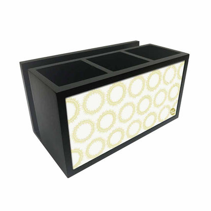 Cutlery Tissue Holder Napkin Stand -  Yellow Circle Design Nutcase