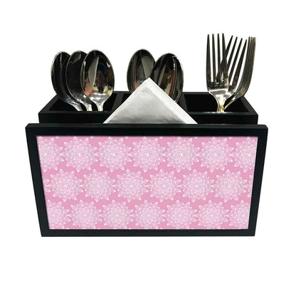 Cutlery Tissue Holder Napkin Stand -  Pink Flower Nutcase