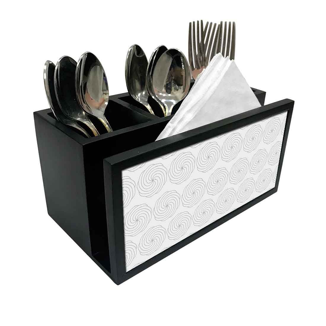 Cutlery Tissue Holder Napkin Stand -  Grey Designer Flower Nutcase