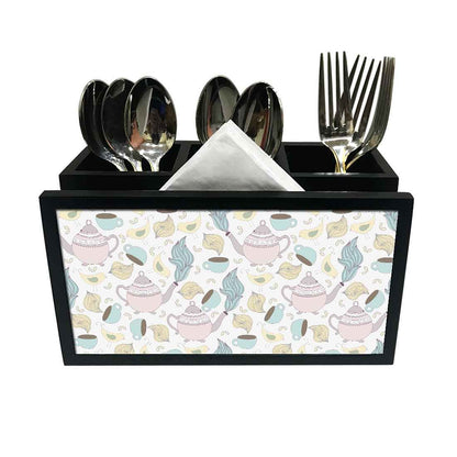 Cutlery Tissue Holder Napkin Stand -  Tea Cup and Bird Nutcase