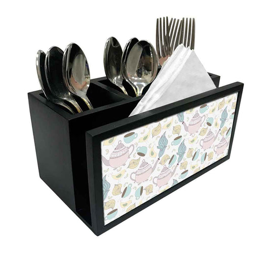 Cutlery Tissue Holder Napkin Stand -  Tea Cup and Bird Nutcase