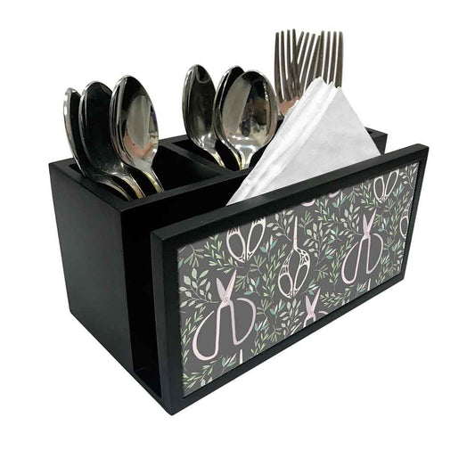 Cutlery Tissue Holder Napkin Stand -  Scissors and Leaf Nutcase