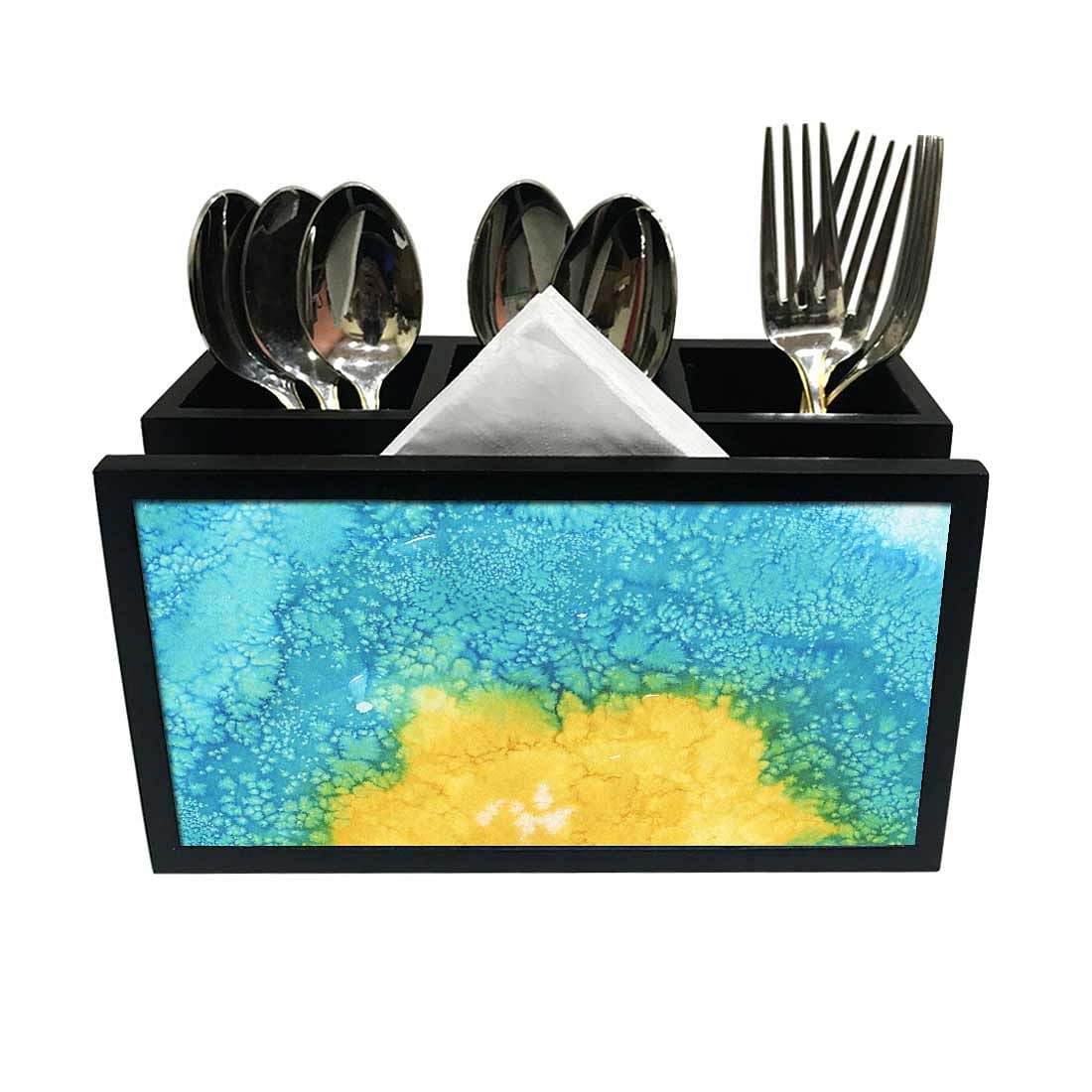Cutlery Tissue Holder Napkin Stand -  Arctic Space Yellow Watercolor Nutcase