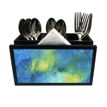 Cutlery Tissue Holder Napkin Stand -  Arctic Space Dark Blue Green Watercolor Nutcase